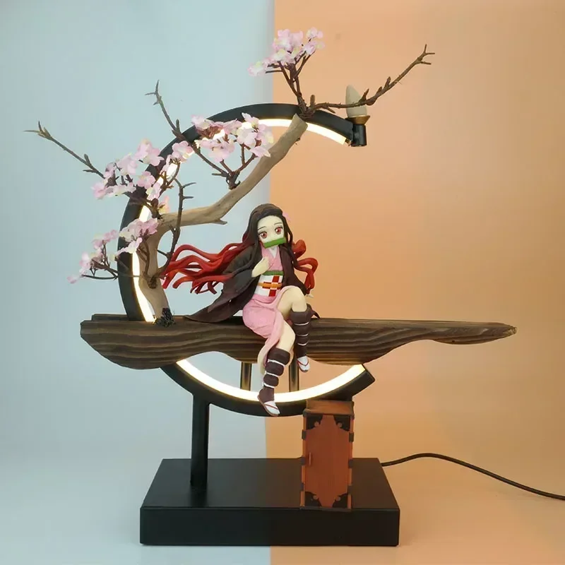 35cm LED light Anime Demon Slayer Kamado Nezuko Action Figure PVC model home decor birthday xmas gift