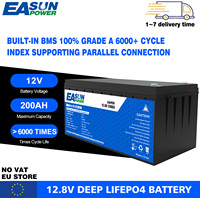 EASUN LiFePo4 Battery 100AH 200AH 100% Use Grade A EVE/Great Power Cells Solar Battery 12V 24V No VAT