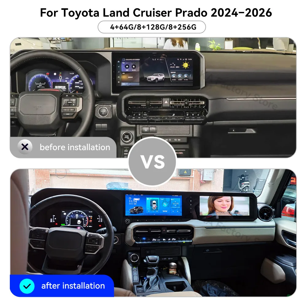 For Toyota Land Cruiser Prado LC250 2024~2026 CO-pilot Entertainment Non-Destructive Android 13 Car Radio Multimedia Player
