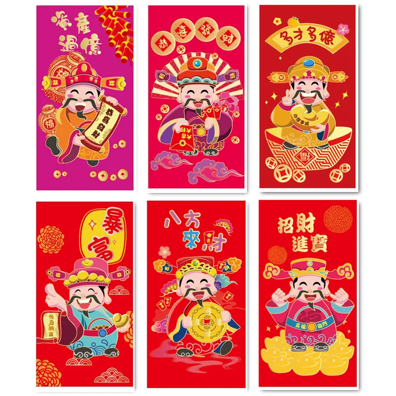 60pcs Chinese New Year 2025 Lunar Year HongBao Red Pocket Snake Year Lucky Money Traditional Red Envelopes for Spring Festival