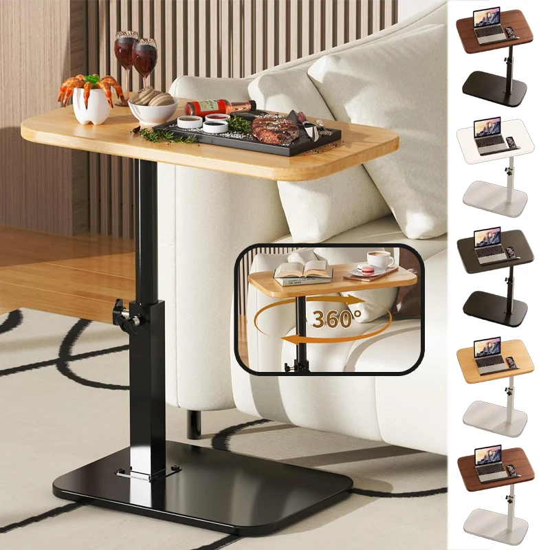 

Portable Height Adjustable Sofa Side Table C Shape Design Portable Coffee Table with Cork Finish for Bedside Living Room Office