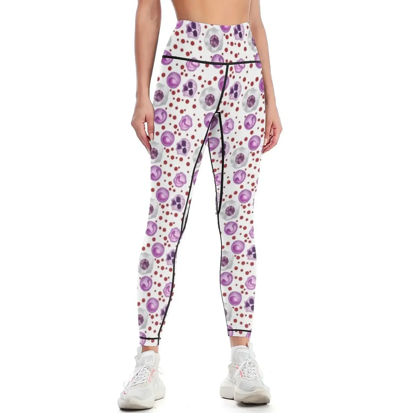 

White Blood Cells WBCs Pattern Monocytes Leggings Clothing fitness Women's pants gym's clothing Womens Leggings
