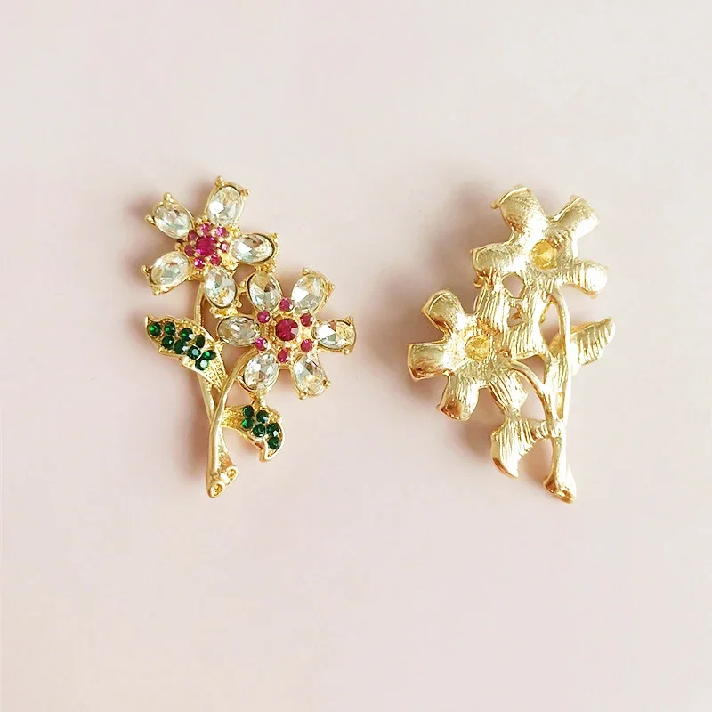 Engood 30Pcs Rhinestone Flowers Leaves Button Sewing Trim & Embellishments Craft Buckle for DIY Wedding Bridal Headdress Jewelry