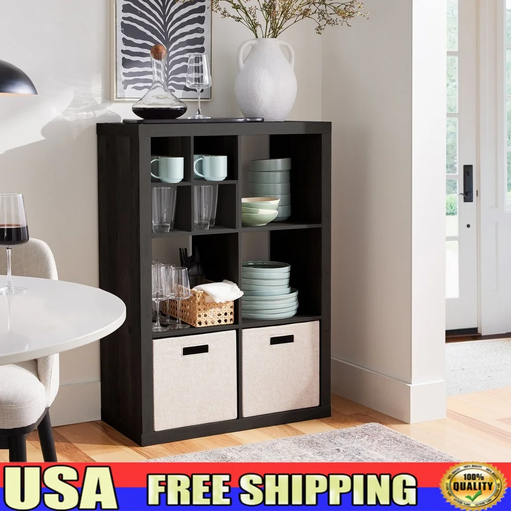 

6 Cube Storage Organizer with Open Back Design Versatile Bookcase Living Room Office Bedroom Easy Assembly 100 lbs Weight