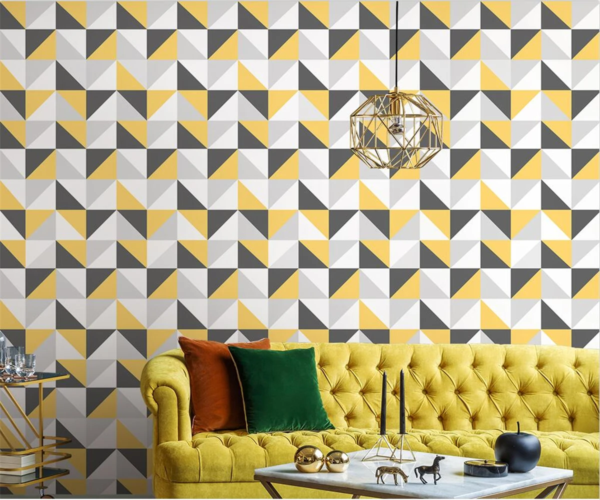 Custom Self adhesive canvas mural Nordic hand-painted geometric pattern room decor  Artistic photo mural wallpapers
