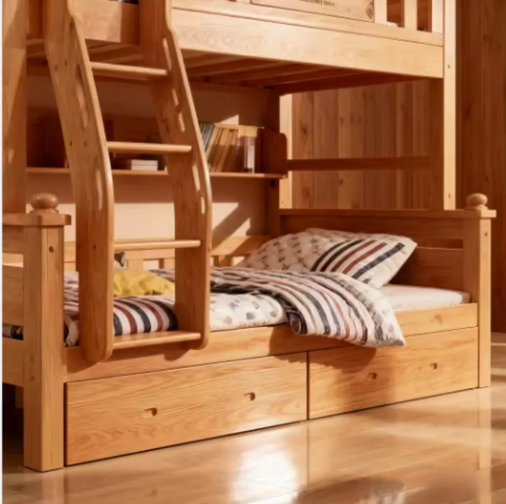 Letto a castello per bambini a grandezza naturale dal design nordico per la casa Robusta scala guardrail Vernice non tossica a base d'acqua Soggiorno ad alta sicurezza