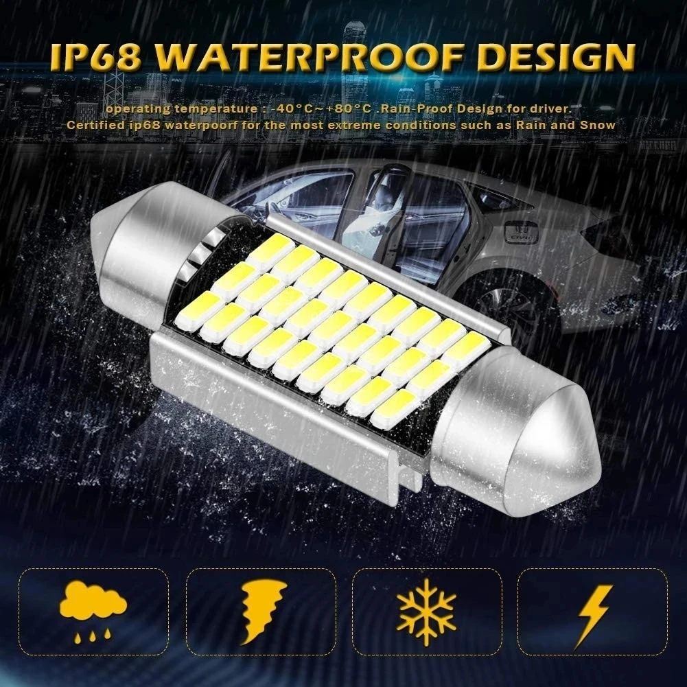 Festoon-Super brilhante lâmpada LED para carro, luz de matrícula, Auto Interior Reading Dome Light, 31mm, 36mm, 39mm, 41mm, C5W, C10W, 6 PCs, alta qualidade