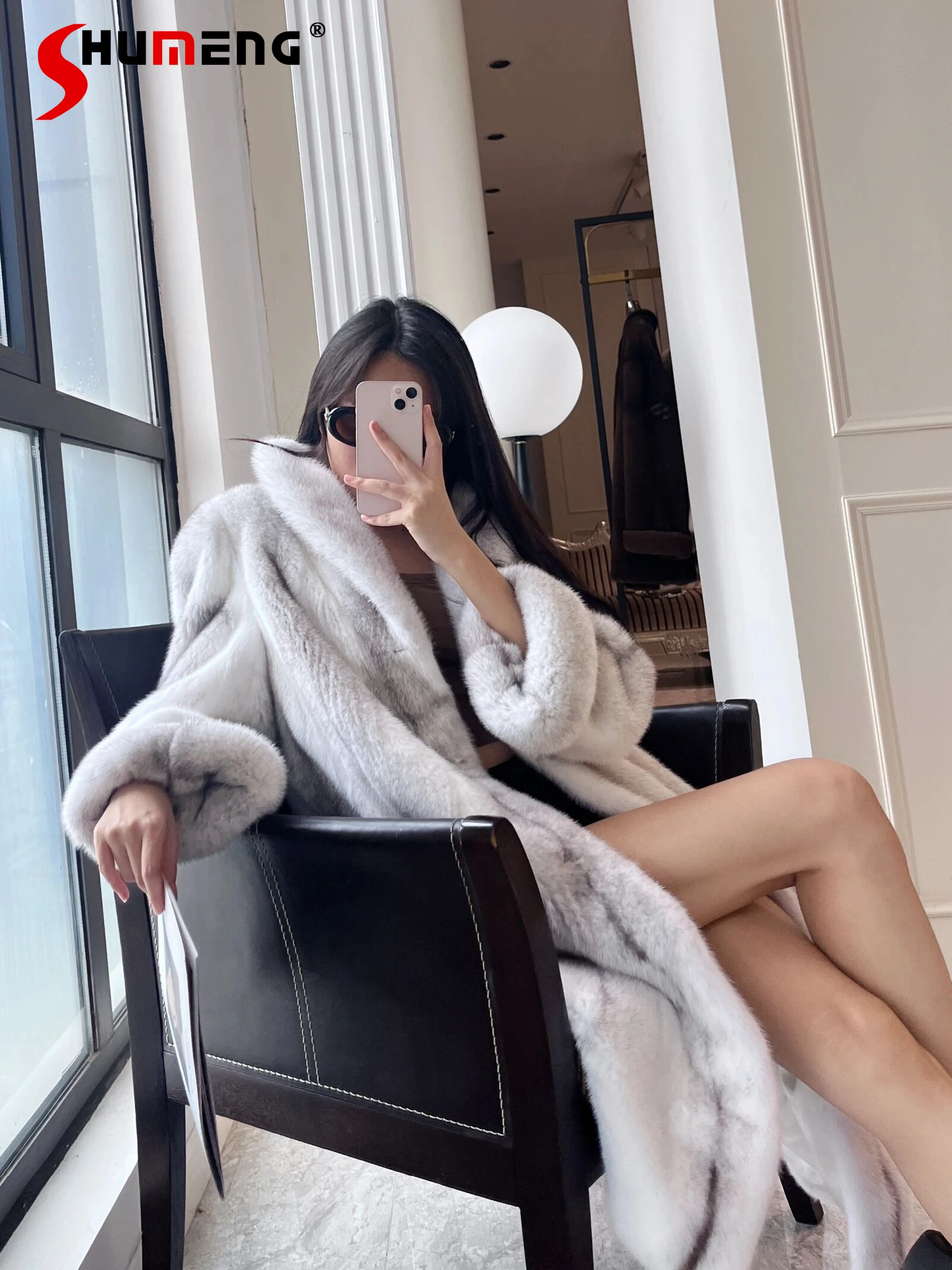 

Ladies Eco-friendly Mink Coats Women's 2024 Winter New Cross Mink Warm Whole Mink High-end Long Fur Jacket Feminine Faux Fur