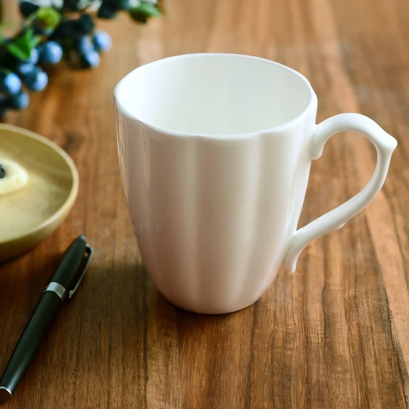 400ML, pure white bone china original breakfast cups, pumpkin design, cute cups and mugs, porcelain thermal cup of coffee, tea - view 5