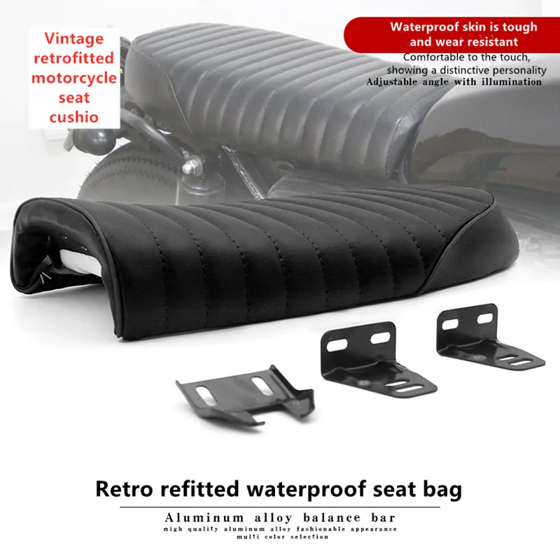 Retro Modified Seat Cushion For Honda CG125 Motorcycle Seat Cafe Seat Bag Buckle Leatherette Flat Brat Vintage Saddle