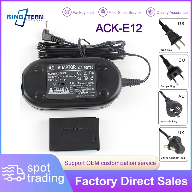 CA-PS700 AC Power Supply Plus DR-E12 DC Coupler ACKE12 ACK-E12 AC Power Adapter Kit Fits for Canon EOS M M2 M10 M50 M100 Cameras