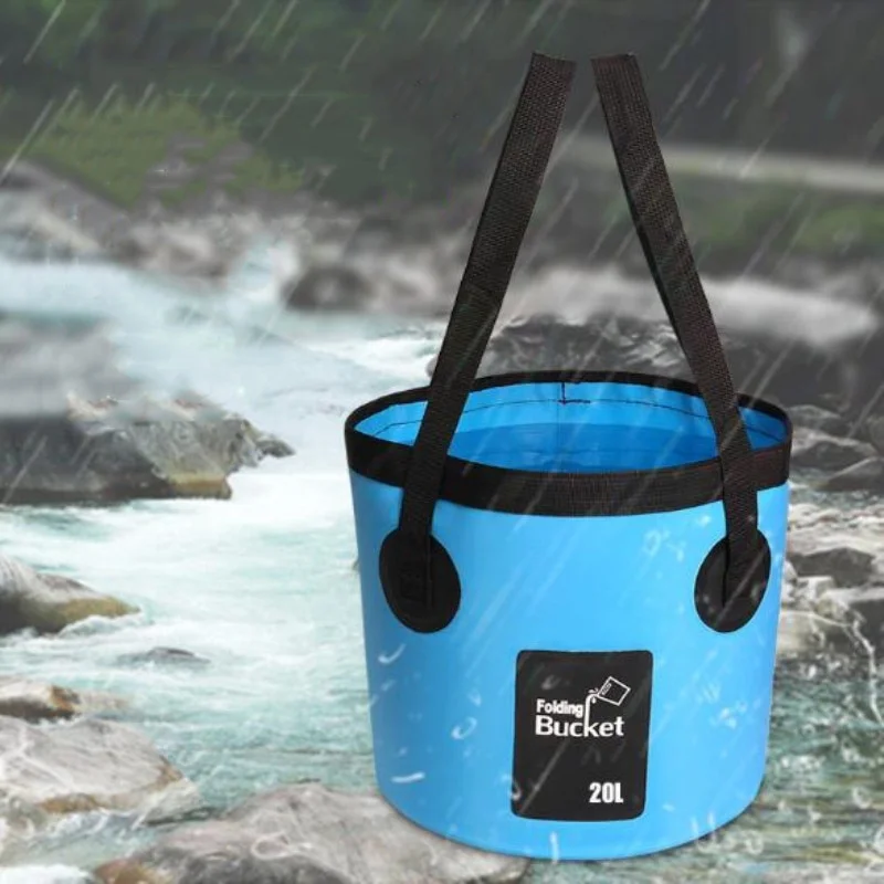 Portable folding water bucket; folding water storage container; used for travel, camping, fishing, washing, car washing view 2