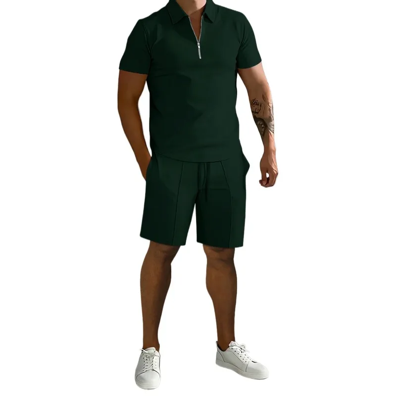 Polo de verano para hombre, camiseta informal holgada de manga corta, pantalones cortos sueltos con cintura elástica, traje deportivo informal