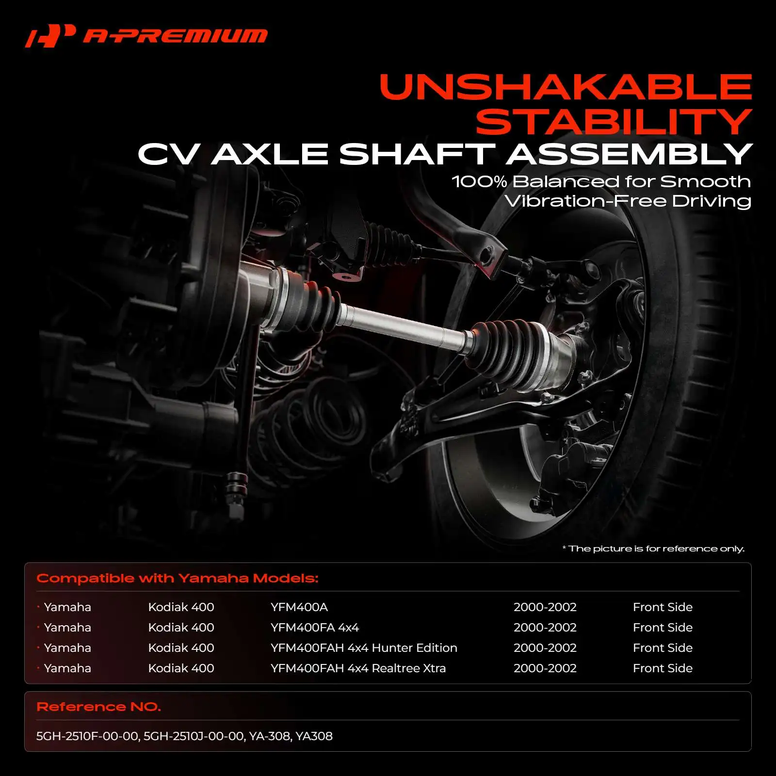A-Premium Front CV Axle Assembly for Yamaha Kodiak 400 2000-2002