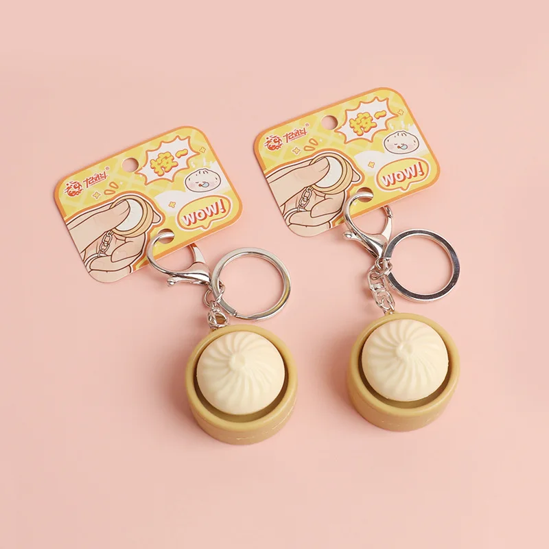 Mini Llavero Colgante de Dumplings Blandos, Juguete Antiestrés Sensorial, Simulación de Comida, Juguete de Masa de Pan Relleno para Niños, Regalo