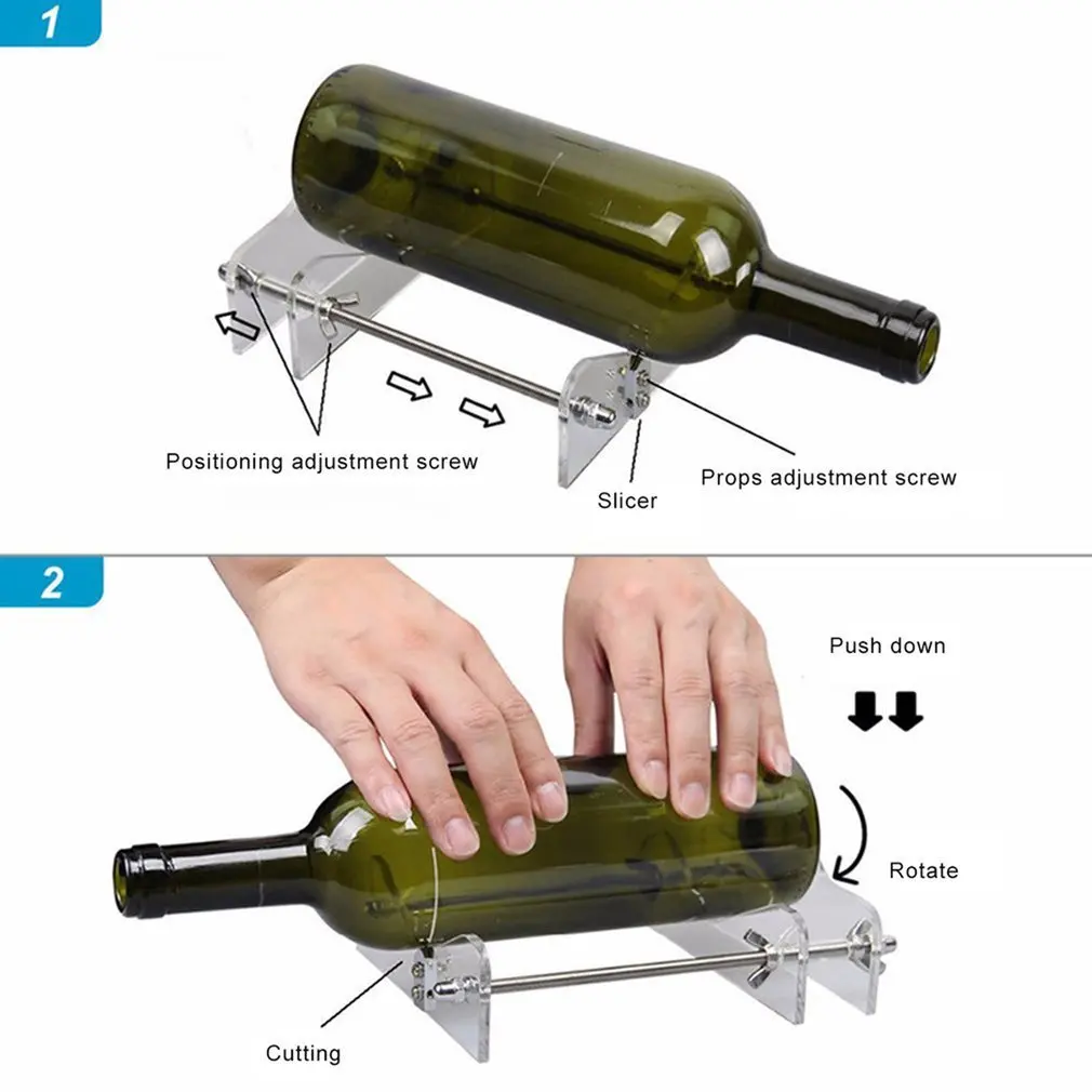 DIY Glass Bottle Cutter Adjustable Sizes Metal Glassbottle Cut Machine for Crafting Wine Bottles House Decorations Cutting Tool