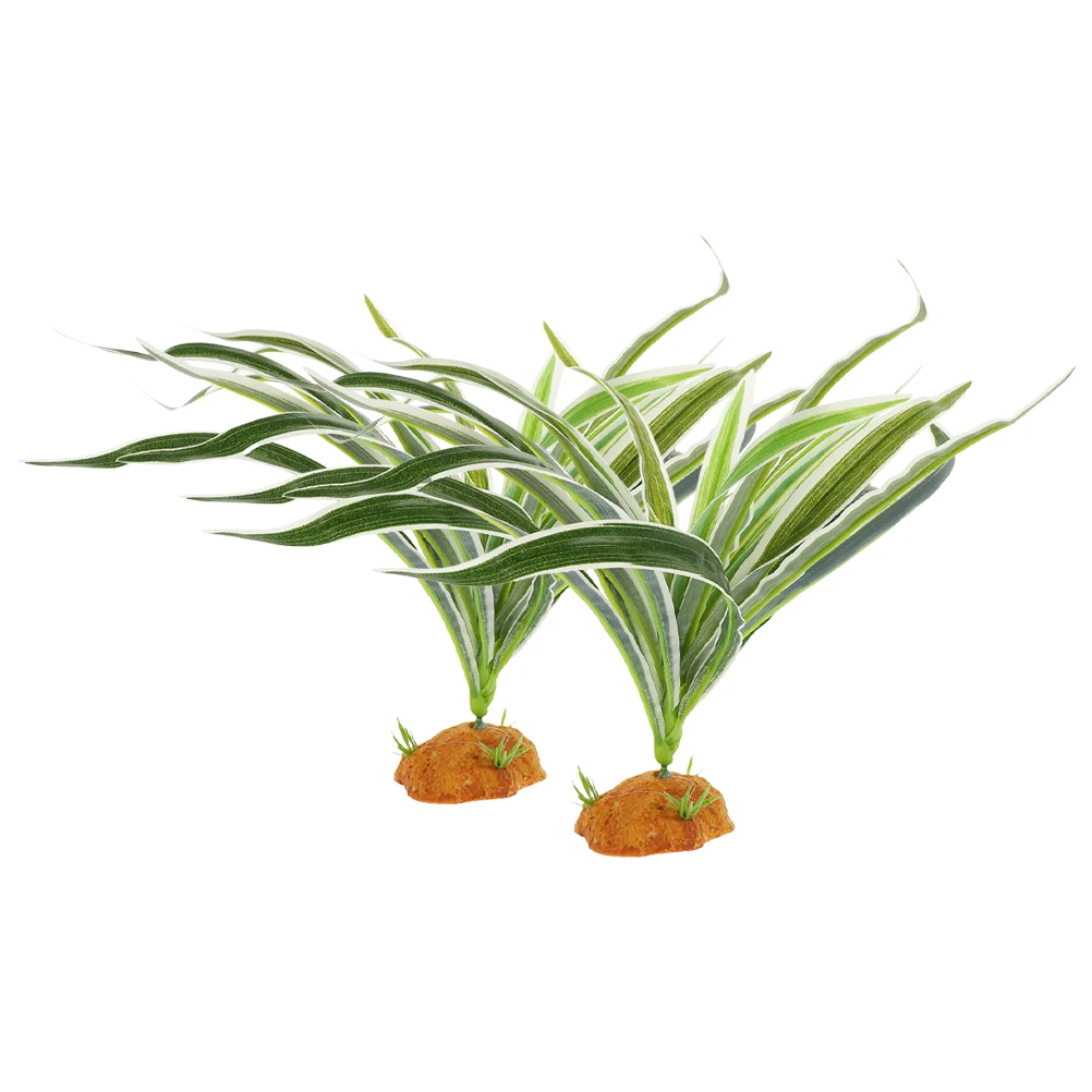 

2 Pcs Decorative Plants Reptile Terrarium Artificial Plant Resin Lifelike Leaf Safe Pets Lizard Fish Tank Accessories