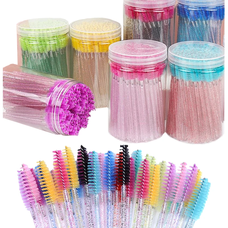 50/100 個クリスタルまつげブラシ使い捨てマスカラワンドアプリケーター女性のための眉毛目卸売美容ブラシメイクアップツール