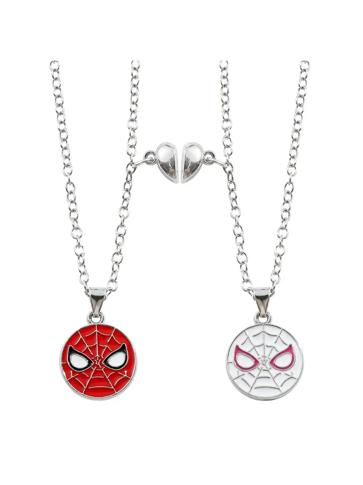 Collier magnétique Spidergwen Spiderman pour femmes, figurine de film d'animation, accessoires de bijoux de mode, décoration de couple, 1 paire