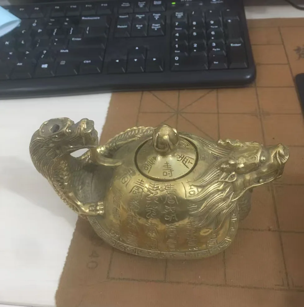 Decorated Old Bronze Chinese Copper Handwork Dragon Tea Pot