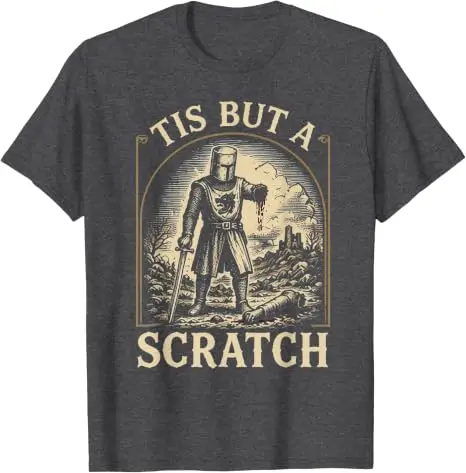 Das ist nur ein Kratzer Lustiges Mittelalterliches Ritter-Grafik-T-Shirt Retro-Krieger Mittelalterliche Rüstung Grafik-Bekleidung Herrenmode Halloween-Geschenk – Detail 7