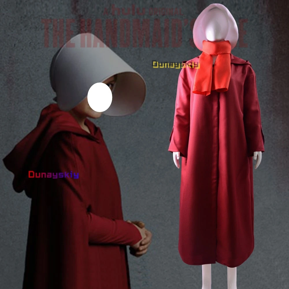 

The Handmaid's Tale Cosplay Costume Handmaid Offrod Woman Red Cloak Dress Scarf White Hat Set Halloween Party Accessories
