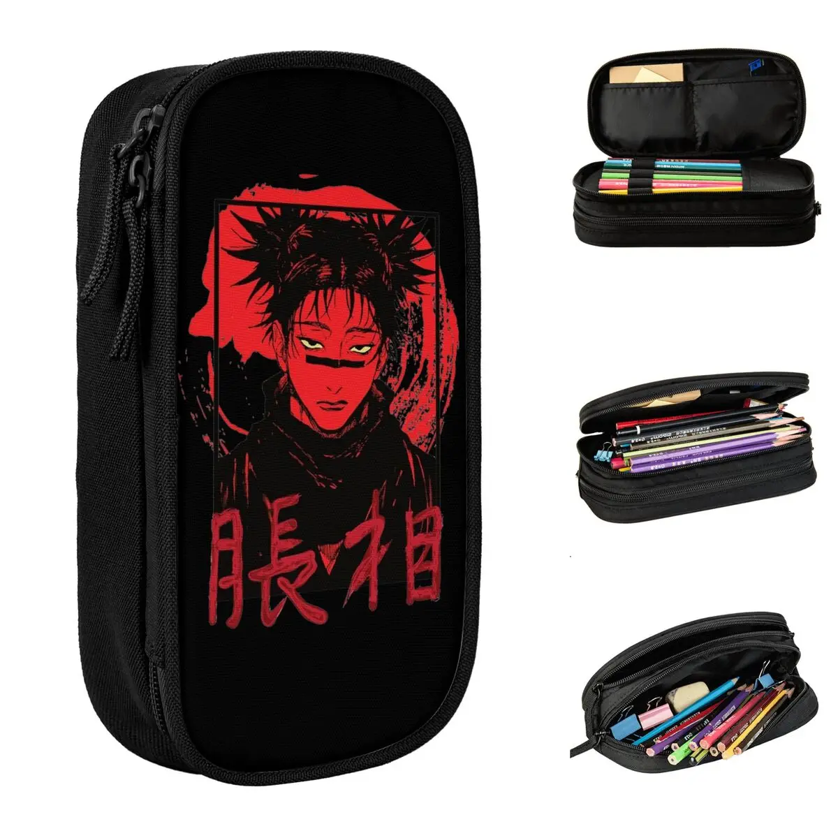 Large Capacity Pencil Pouch Choso JJk Manga Jujutsu Kaisen Office Supplies Double Layer Pencil Case Stationery Girl Makeup Bags