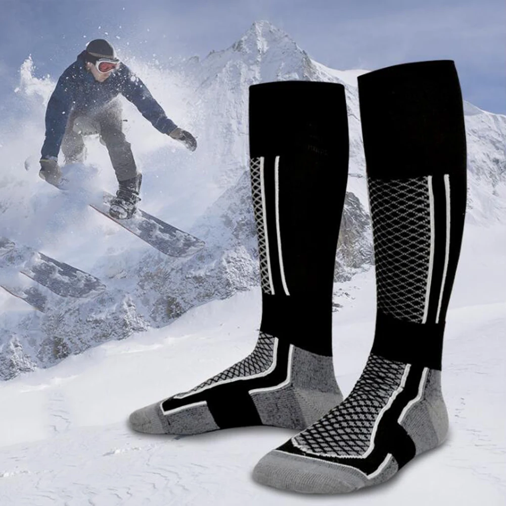 

1pair Warm Towel Soled Ski Socks Winter Outdoor Sports Socks Men Women Compression Stocking For Climbing Snowboarding Hiking Ski