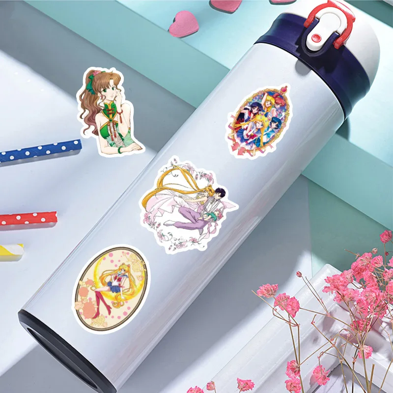 50pcs Sailor Moon Sticker Cartoon Sailor Moon Mobile Phone Cup Notebook Waterproof Decorative Stickers Supplies