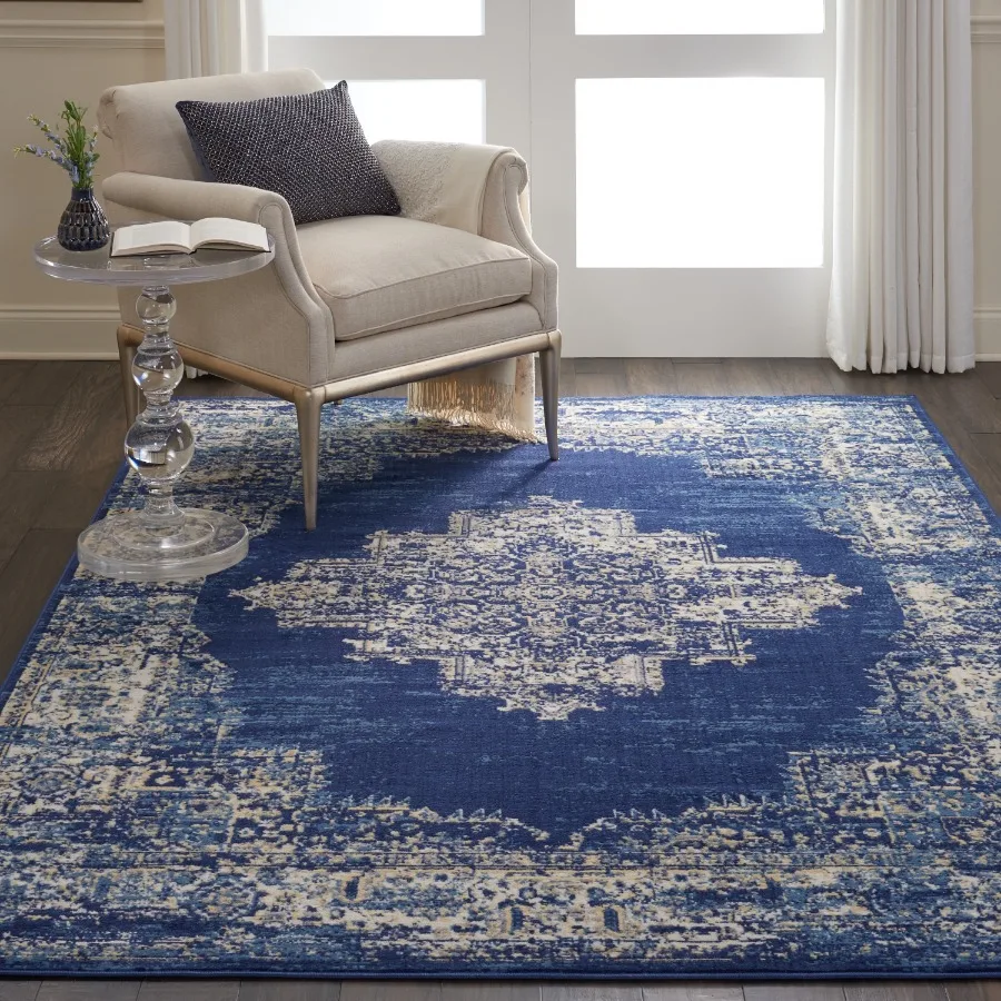 Grafix Persian Navy Blue 6' x 9' Area Rug 6x9