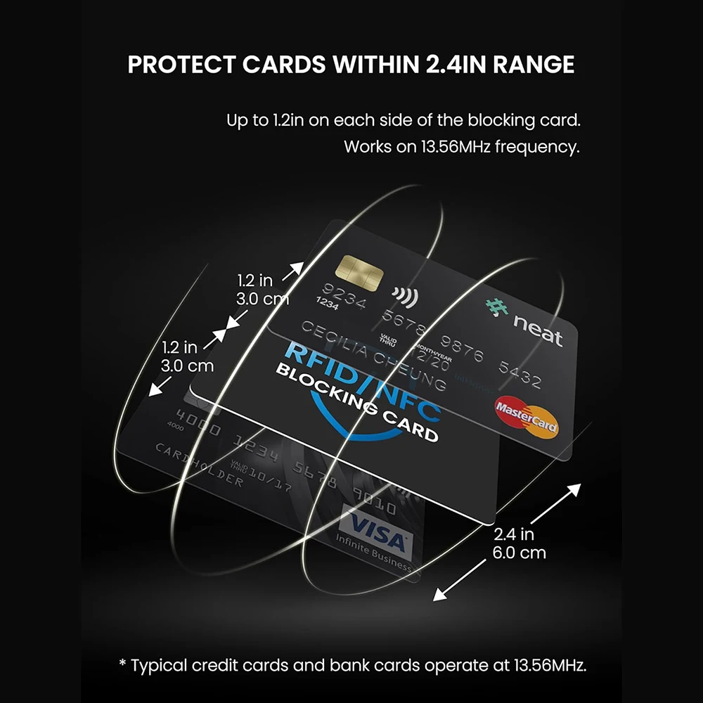 การ์ดป้องกัน RFID สำหรับบัตรเดบิตธนาคาร, ป้องกันการโจรกรรมแบบไม่สัมผัส NFC, ปกป้องกระเป๋าเงินทั้งหมด