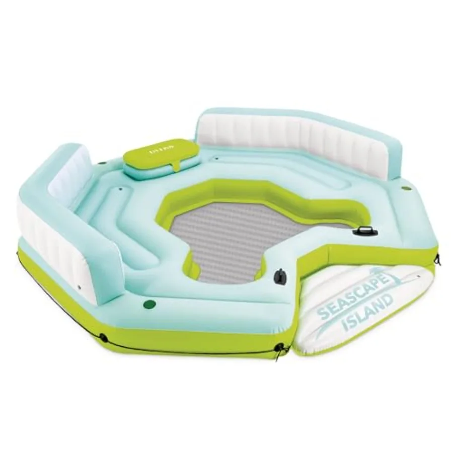 

Seascape Inflatable Island Float Ultimate Water Hangout Lounge with Built-In Cooler Area Cup Holder and Oversized Backrests for