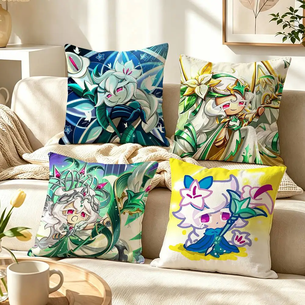 CookieRun K-Kingdom White Lily Cookie  Pillow Case Pattern Printed Pillowcase For Living Room Sofa Cushion Cover