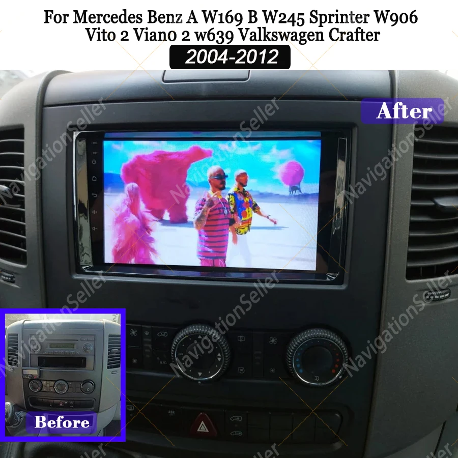 

VIGOHI Android Screen Car Radio For Mercedes Benz Sprinter W906 VW Crafter 2006- 2012 Wireless Carplay Car Multimedia Head Unit