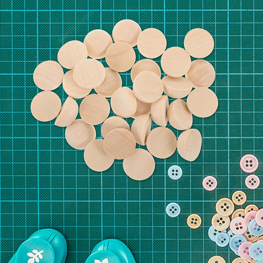 

100Pcs Wooden Decorative Balls Half Natural Unfinished Semi Sphere Beads for DIY Jewelry Craft Making Loose Charms Home