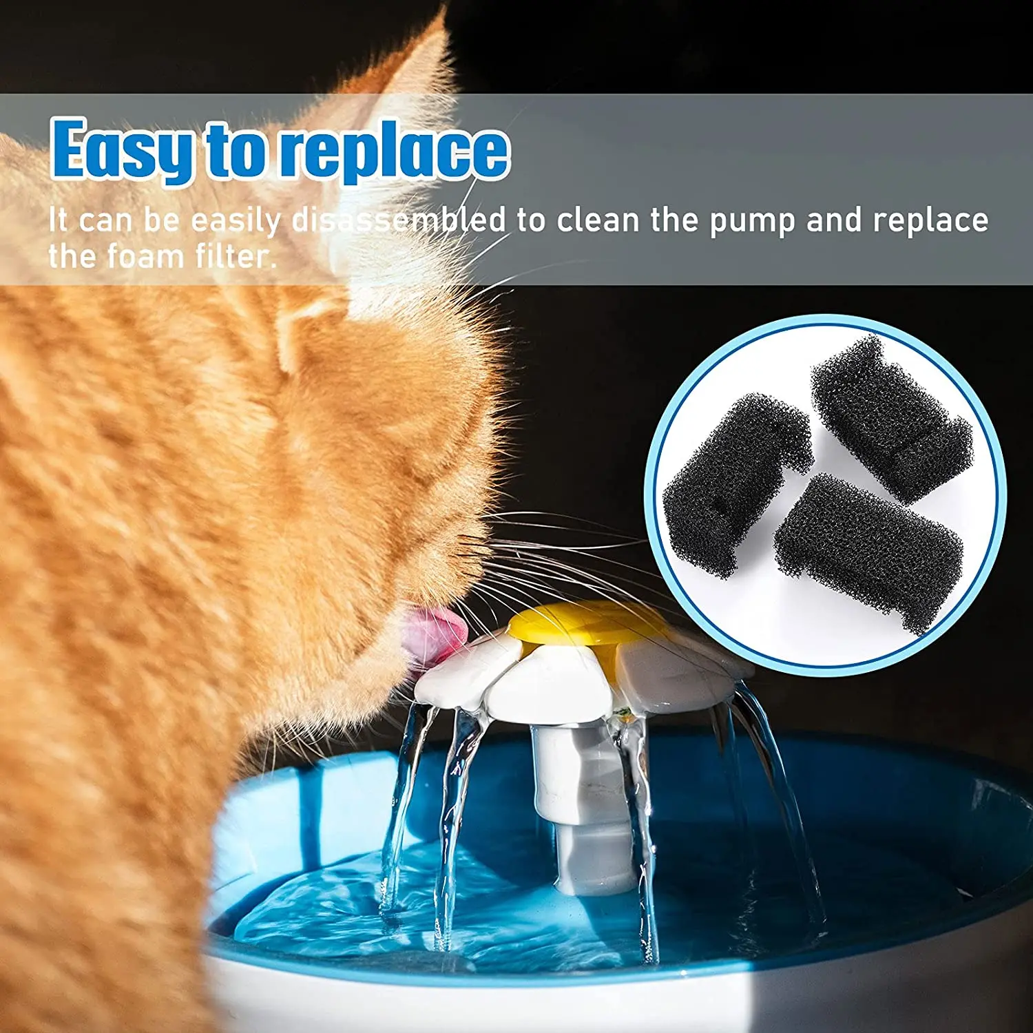 Filtre en mousse éponge pour fontaine de chat, remplacement pour fontaine pour animaux de compagnie, filtre pour chien, 8 pièces