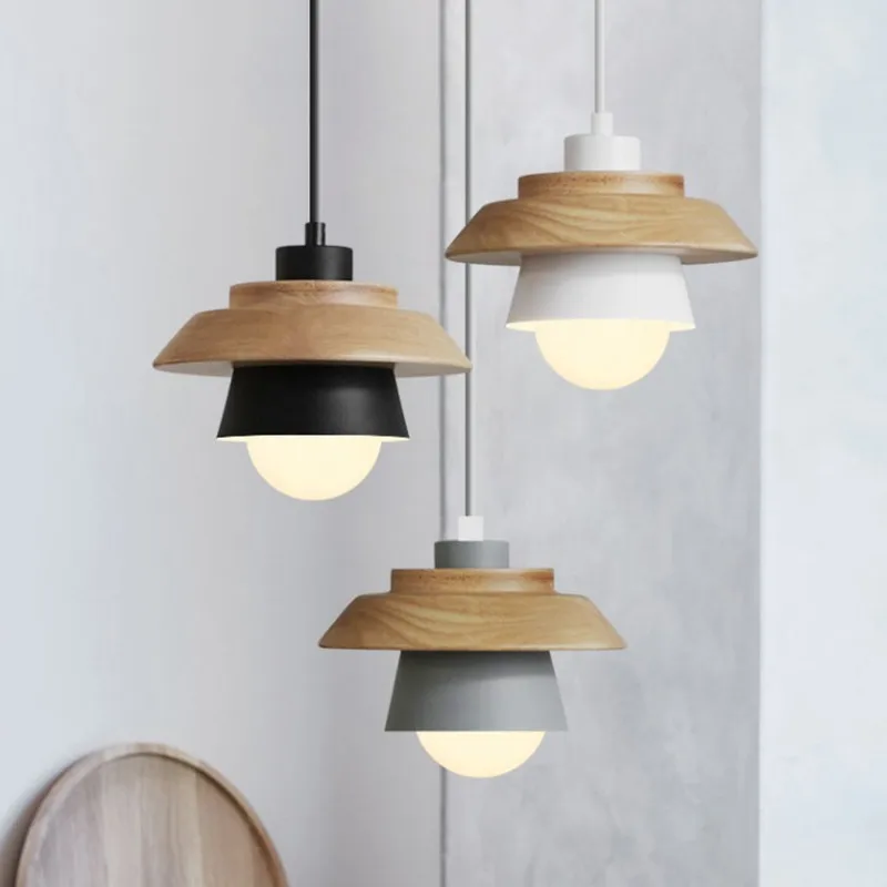 Colorful Pendant Lights Macaron Nordic Wood Ceiling Lamp Lustres Art Decor Hanglamp Living Room Suspension Luminaire Lamparas