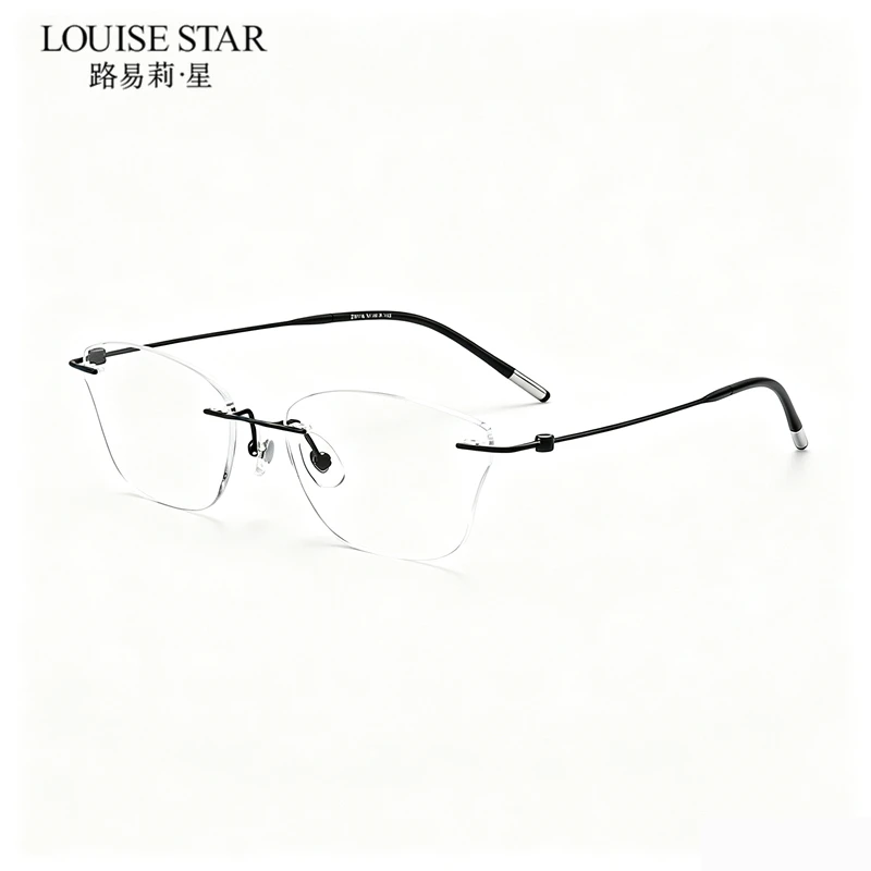Pure titanium shaped frameless prescription glasses for women's customized myopia astigmatism ultra light anti blue light