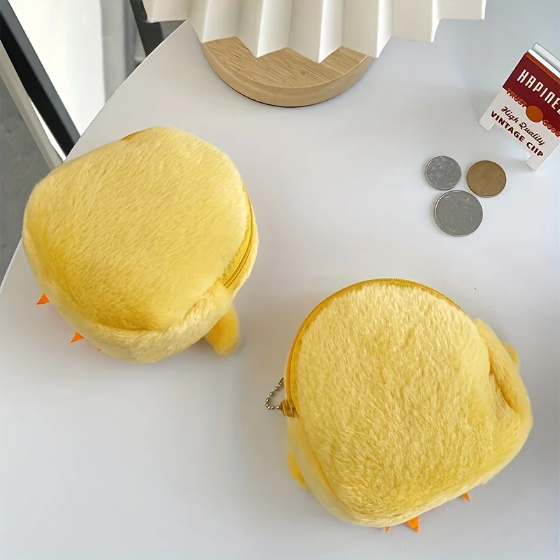 Compact Daily Plush Coin Purse, Cute Chick Design Keychain Wallet for Women & Teens, Versatile for Keys, Cash & Card Storage