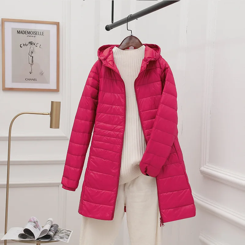 Chaquetas acolchadas para mujer, chaqueta de plumón de pato ultraligera, nuevo abrigo con capucha portátil cálido para otoño e invierno, Parka cortavientos para mujer