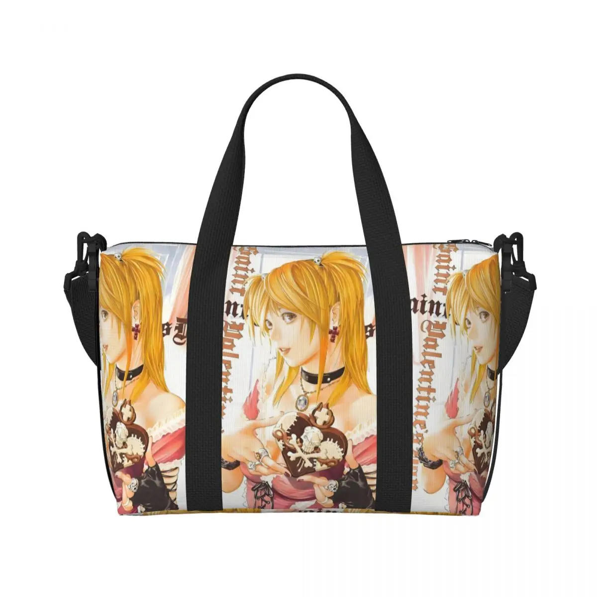 Custom D-Deathes N-Notes Cartoon Cute Beach Tote Bag for Women Large Compartment Gym Beach Travel Bags