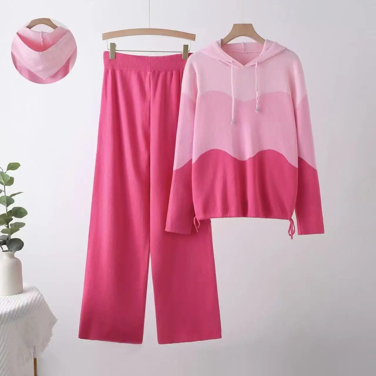 

Pink Hooded Tie-dye Sweater Female Autumn And Winter Lazy Wind Loose And Gentle Soft Waxy Fairy Knitted Sweater Outer Wear