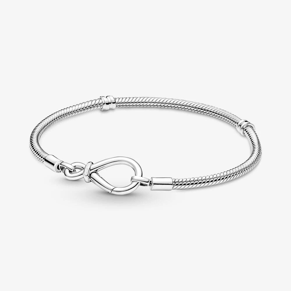 Pulsera de cadena de serpiente de corazón de plata 925 para mujer, nudo infinito, mariposa, cierre infinito, brazaletes, joyería de lujo