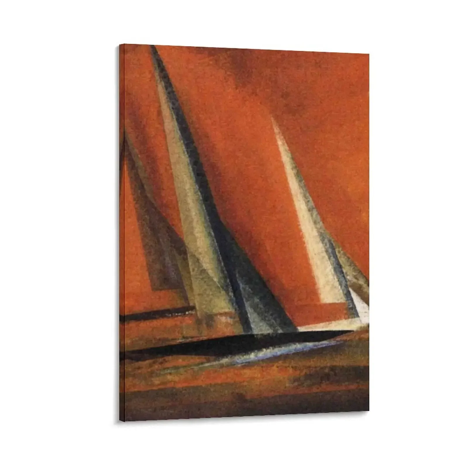 

Red Skies Dawn and Sailboats nautical, maritime landscape coastal painting by Lyonel Feininger Canvas Painting