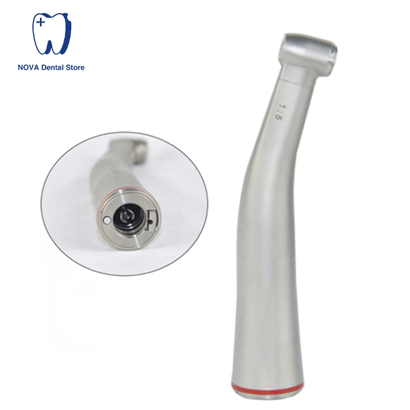 Push Button Dental 1:5 Increase Speed Handpiece for NSK Bearing Contra Angle Handpiece Spray Air On/Off Switch Fiber Red Ring