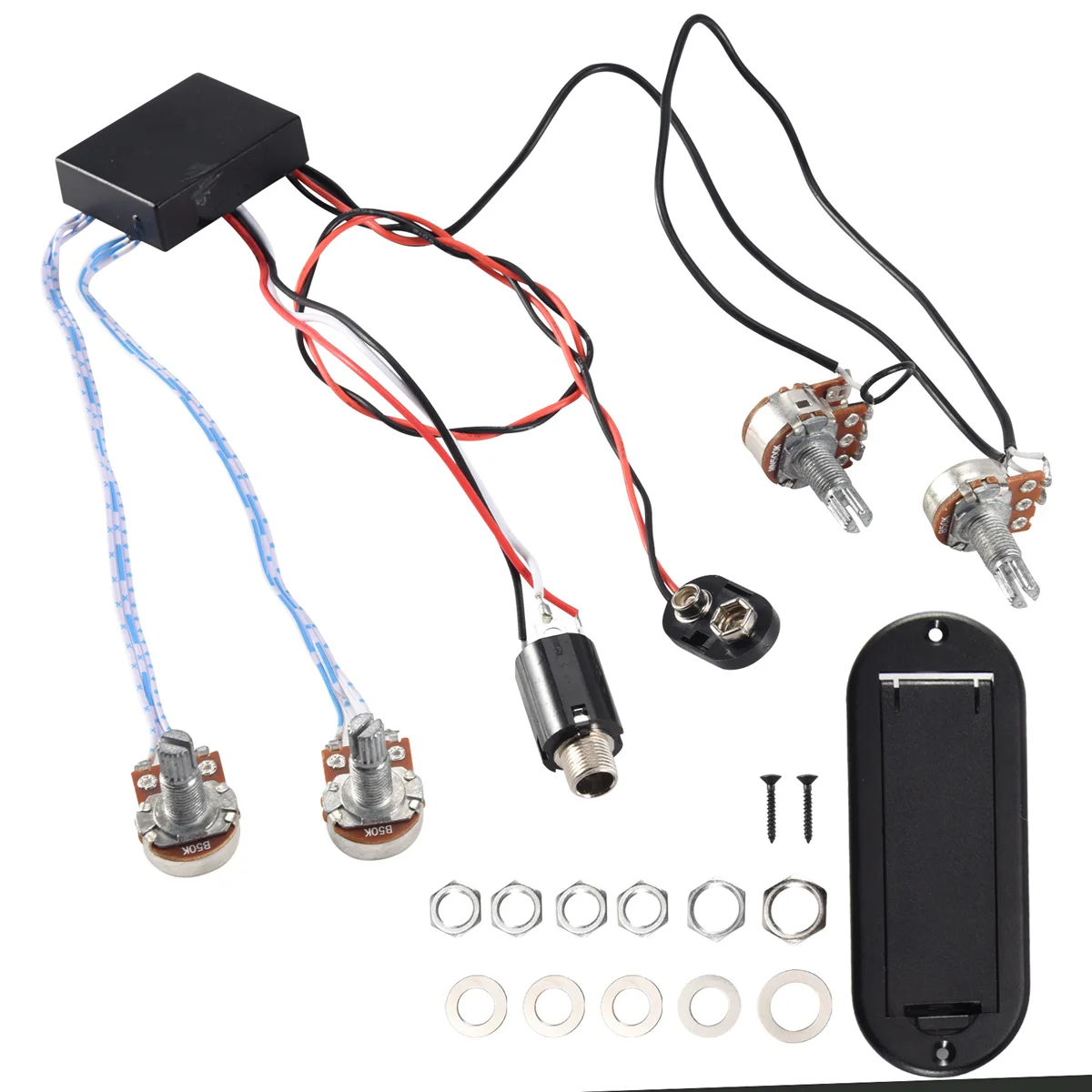 Pickup circuito preamplificatore equalizzatore EQ attivo per basso a 2 bande nero