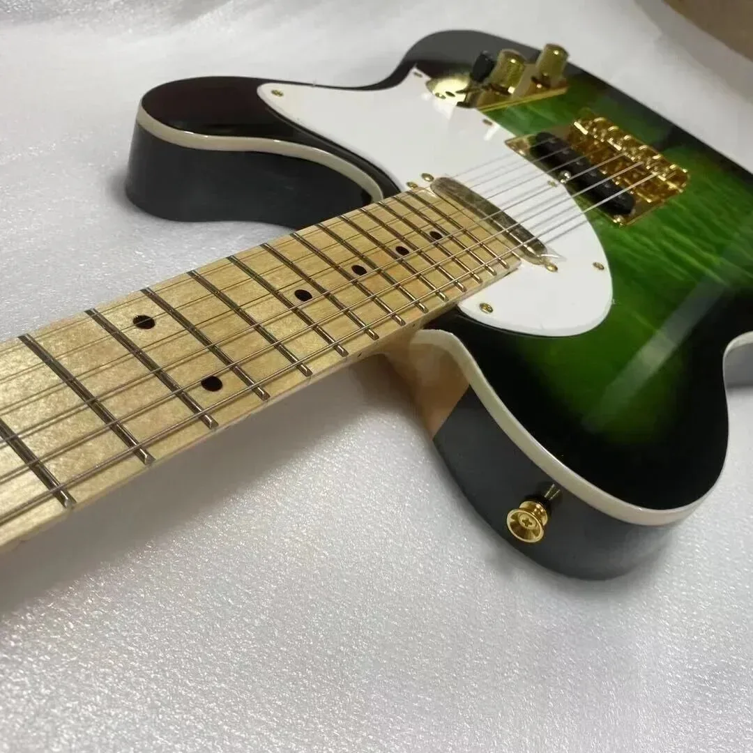 New  Factory Direct Green Tiger Stripe Gradient TELE01 Golden Hardware Vintage Electric Guitar  Delivery Included