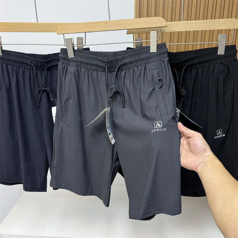 

Ice Silk Men's orts Summer Thin Qui Dry Loose Fit Spor Casual Five-Quarter Length Pants Straight Leg Basic Sle