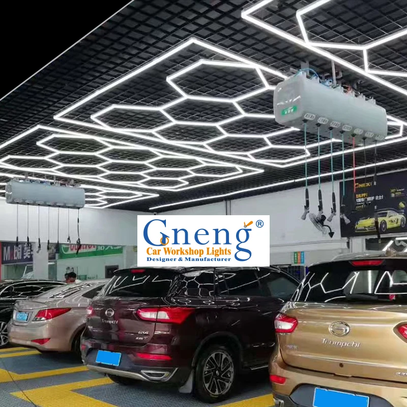 Hot Sale Various Shapes Car Detailing Easy Installation Garage Exhibition Hexagon Led Neon Lights