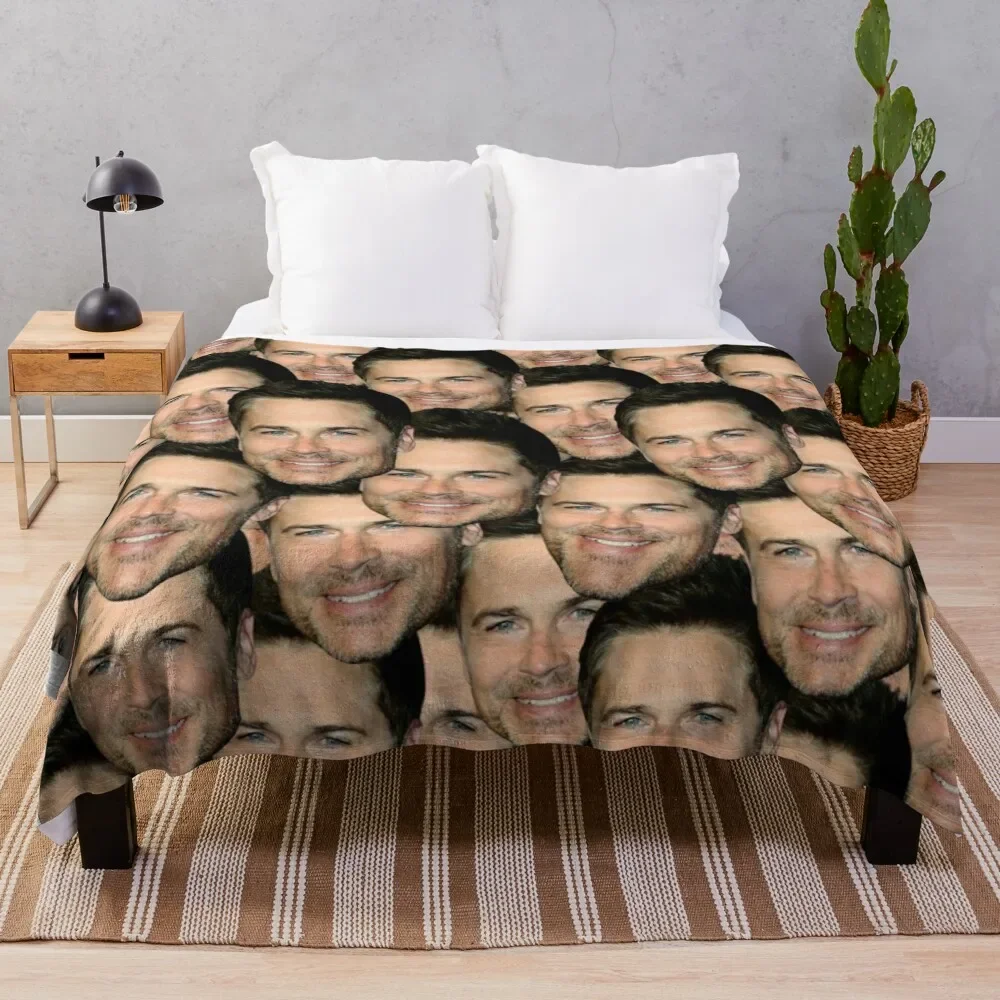 

Rob Lowe head design Throw Blanket Plush Plaid Beach Blankets